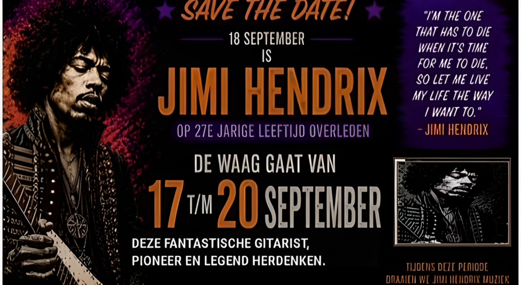 De Waag in Delft maakt weekend lang werk van Jimi Hendrix De Waag in Delft maakt weekend lang werk van Jimi Hendrix